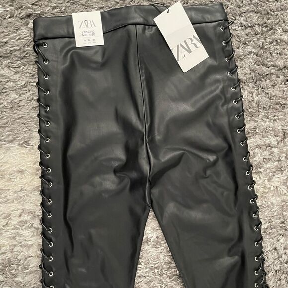 NWT Zara Laced Faux Leather Leggings - Picture 9 of 10